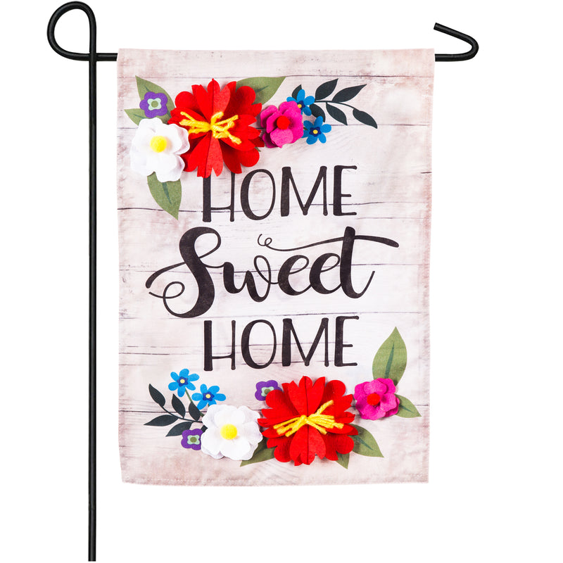 Evergreen Flag,Floral Home Sweet Home Garden Linen Flag,12.5x18x0.25 Inches