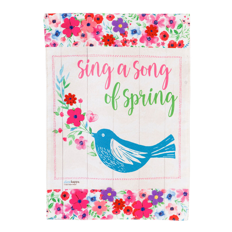 Spring Song Garden Linen Flag,14l8413