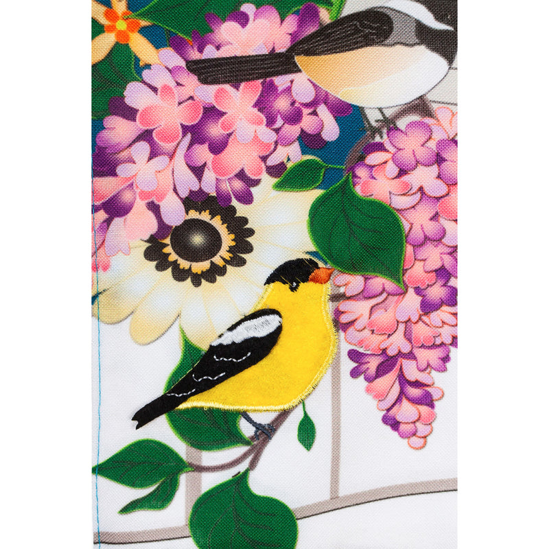 Evergreen Flag,Song Bird Floral Garden Linen Flag,12.5x0.2x18 Inches