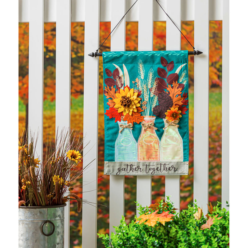 Evergreen Flag,Autumn Milk Bottles Garden Linen Flag,12.5x18x0.2 Inches