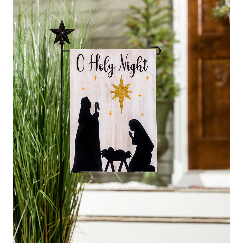 Nativity Silhouette Garden Linen Flag,14l9385