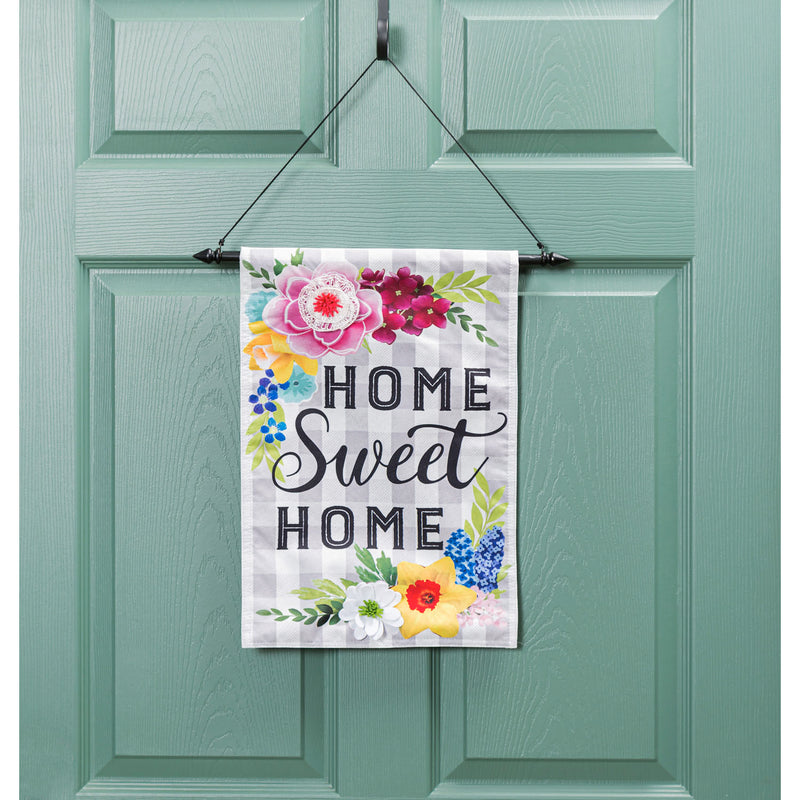 Home Sweet Home Plaid Floral Garden Linen Flag,14l9471