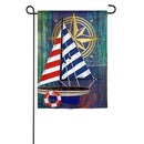 Nautical Collage Garden Linen Flag,14l9562bl