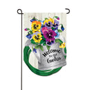Shaped Pansy Watering Can Garden Linen Flag,14l9593
