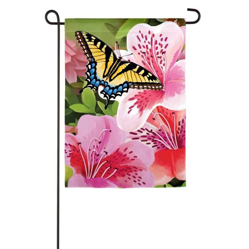 Butterflies and Azaleas Garden Linen Flag,14l9594