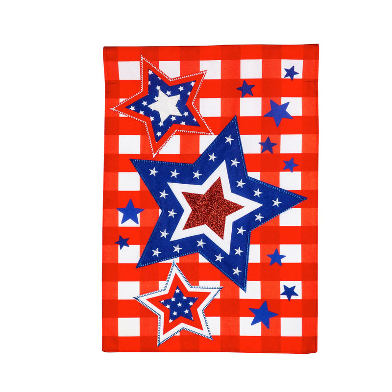 Evergreen Flag,Patriotic Star Trio Garden Linen Flag,18x12.5x0.2 Inches