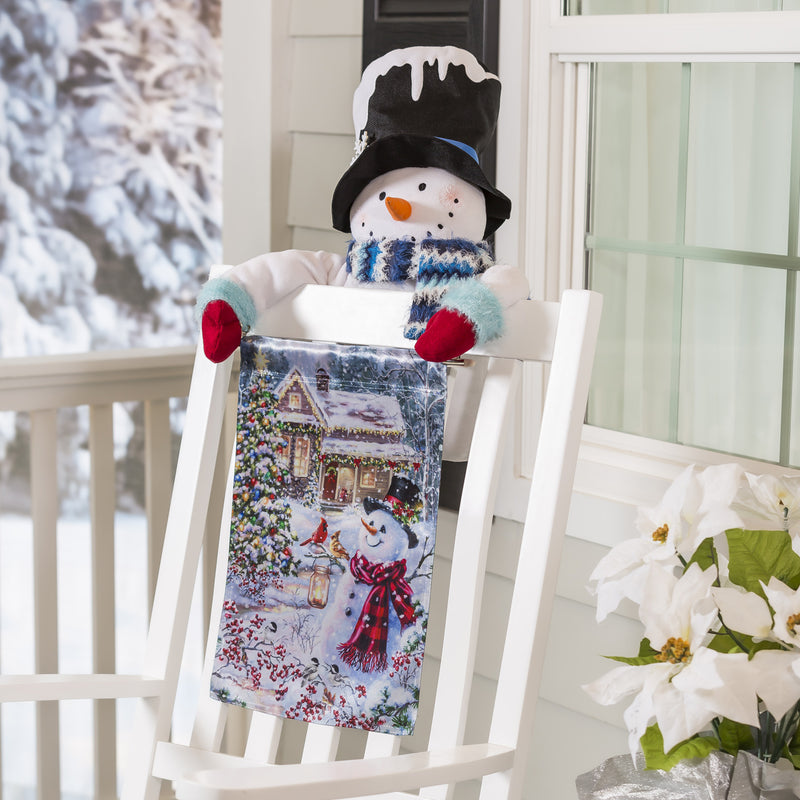 Cottage in the Snow Garden Lustre Flag,14lu10559