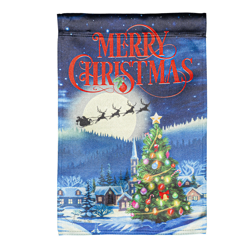 Evergreen Flag,Santa's Sleigh on Christmas Garden Lustre Flag,12.5x18x0.05 Inches