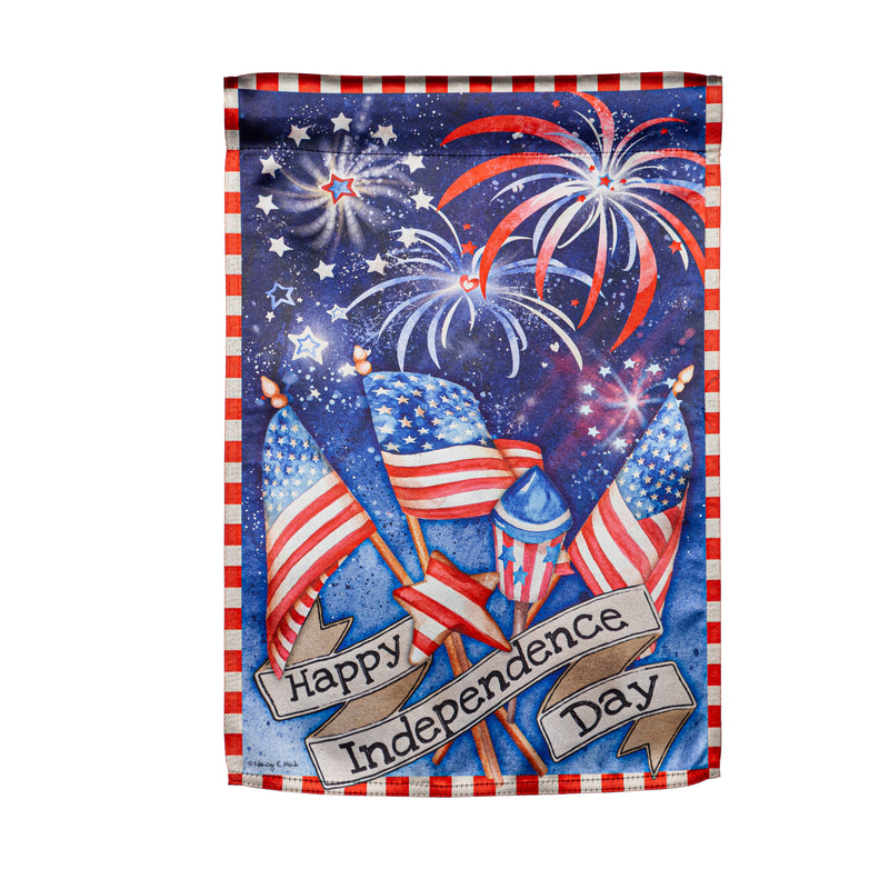 Evergreen Flag,Independence Day Fireworks Garden Lustre Flag,0.02x12.5x18 Inches
