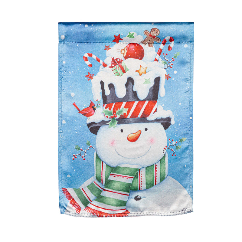 Evergreen Flag,Christmas Snowman  Lustre Garden Flag,13x0.05x18 Inches