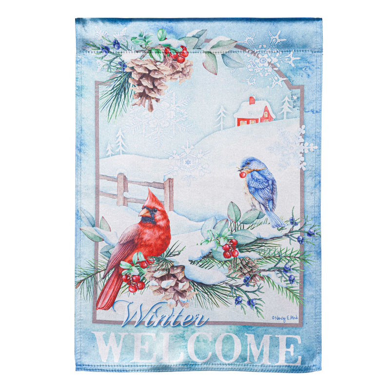 Evergreen Flag,Snow Country Birds  Lustre Garden Flag,13x0.05x18 Inches