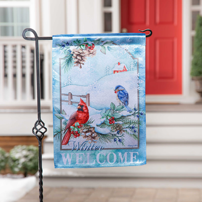 Evergreen Flag,Snow Country Birds  Lustre Garden Flag,13x0.05x18 Inches