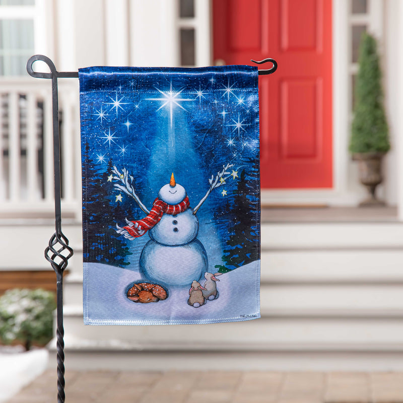 Evergreen Flag,Star Heart Snowman  Lustre Garden Flag,13x0.05x18 Inches