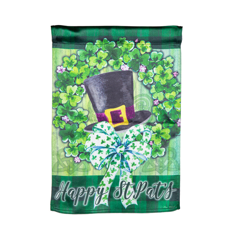 Saint Patrick's Lucky Hat Wreath Lustre Garden Flag,14lu11169