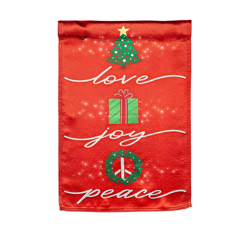 Evergreen Flag,Love, Joy, Peace Lustre Garden Flag,13x0.05x18 Inches