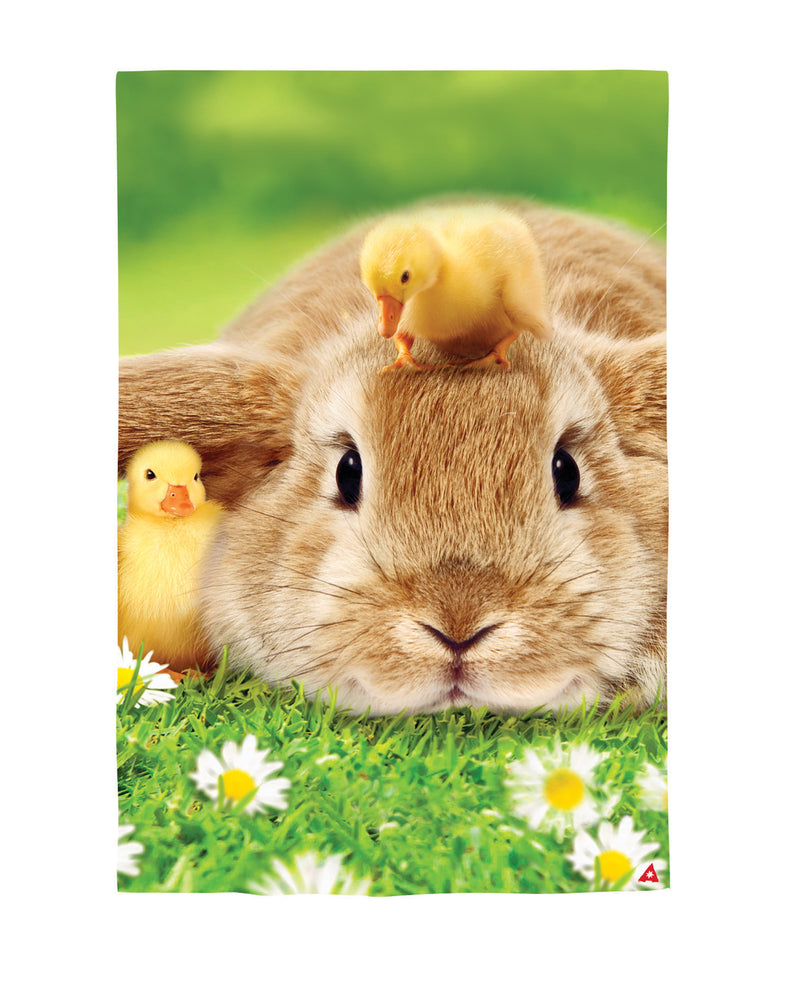 Bunny and Duckling Lustre Garden Flag,14lu11283