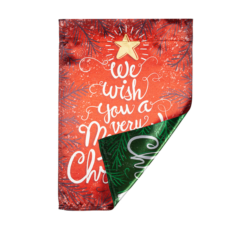 Evergreen Flag,We Wish You a Merry Christmas Lustre Reversible Garden Flag,13x0.05x18 Inches