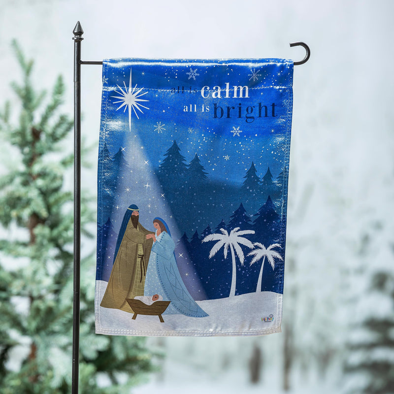 All is Calm Nativity Lustre Garden Flag,14lu12215