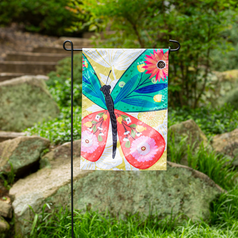 Evergreen Flag,Folk Butterfly Moire Garden Flag,12.5x0.2x18 Inches