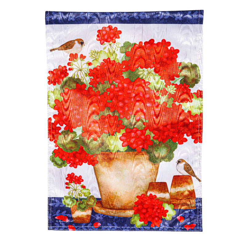 Red Geraniums Moire Garden Flag,14m11527