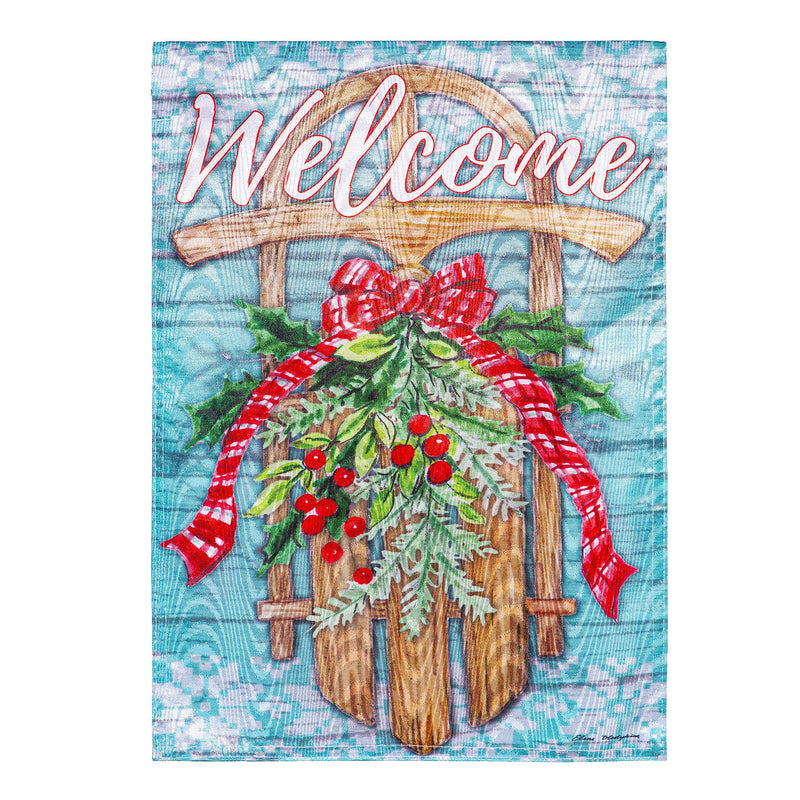 Welcome Sled Moire Garden Flag,14m11559