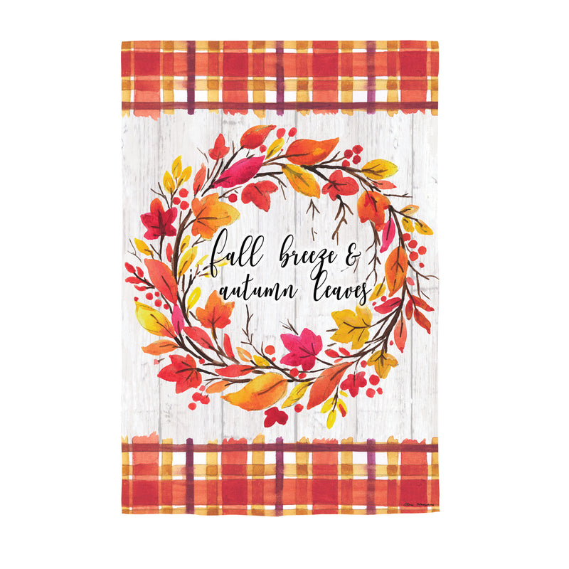 Fall Breeze and Autumn Leaves Moire Garden Flag,14m11561