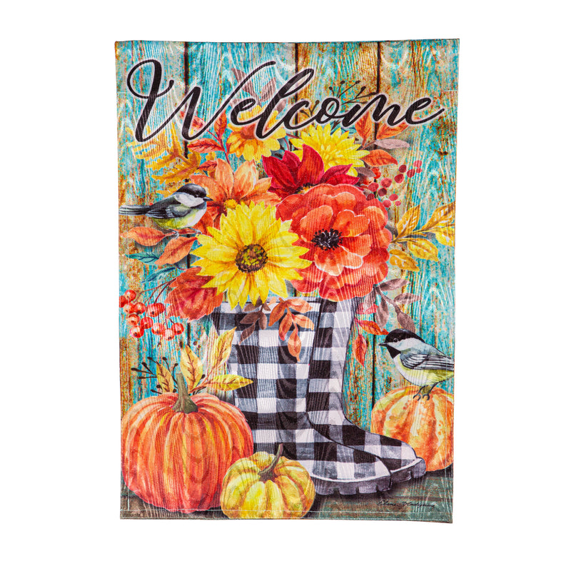 Fall Welcome Boots Moire Garden Flag,14m11885