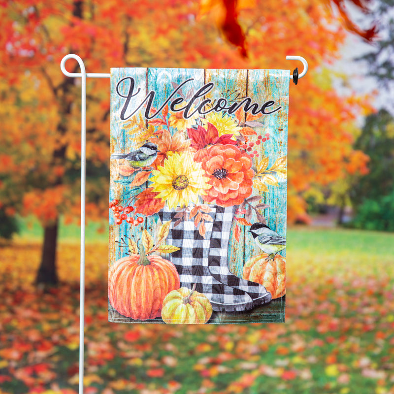 Fall Welcome Boots Moire Garden Flag,14m11885