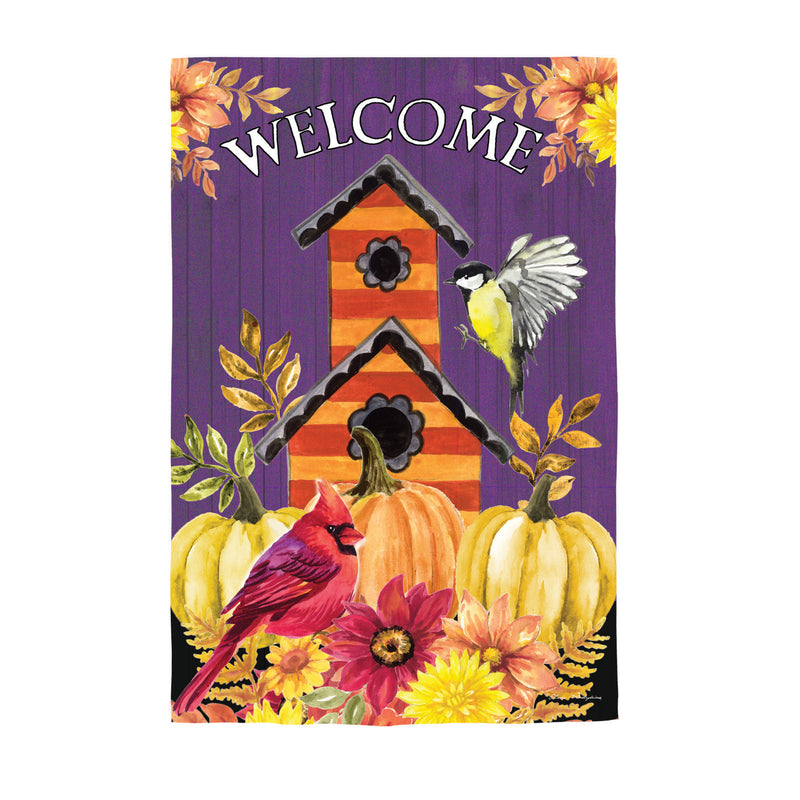 Welcome Fall Bird House Moire Garden Flag,14m11938