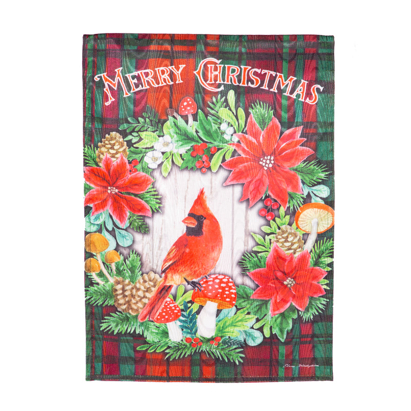 Merry Christmas Cardinal Moire Garden Flag,14m12189