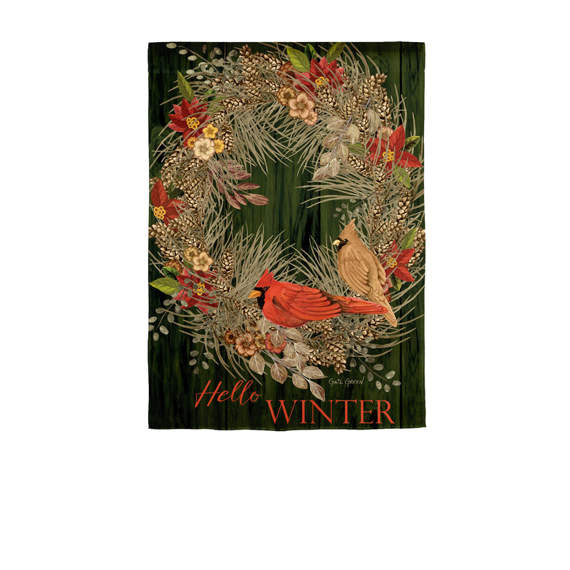 Hello Winter Moire Garden Flag,14m12226