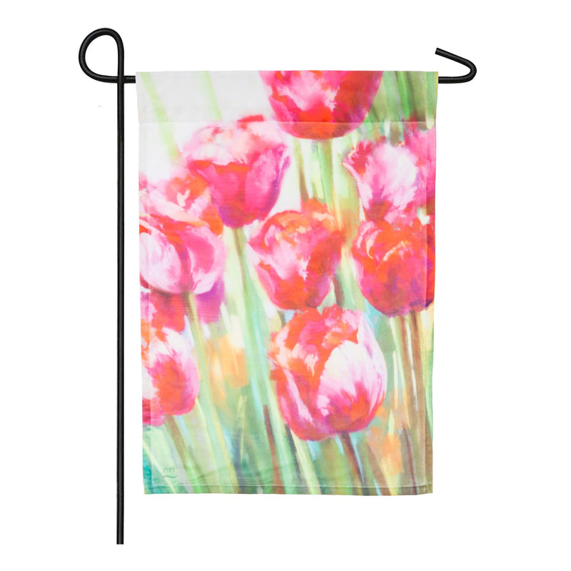 Pink Tulips Garden Organza Flag,14o8465