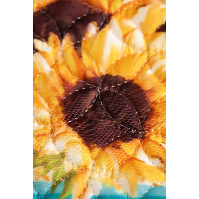 Mint Sunflower Truck Garden Quilted Flag,14q9880