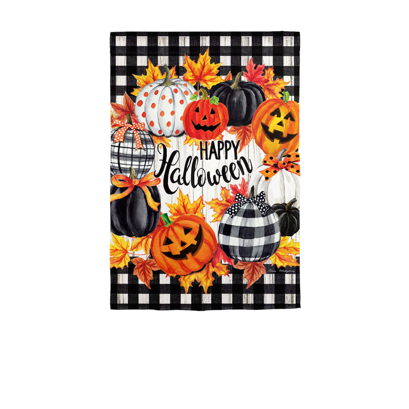 Halloween Pumpkin Wreath Garden Suede Flag, 18"x12.5"inches