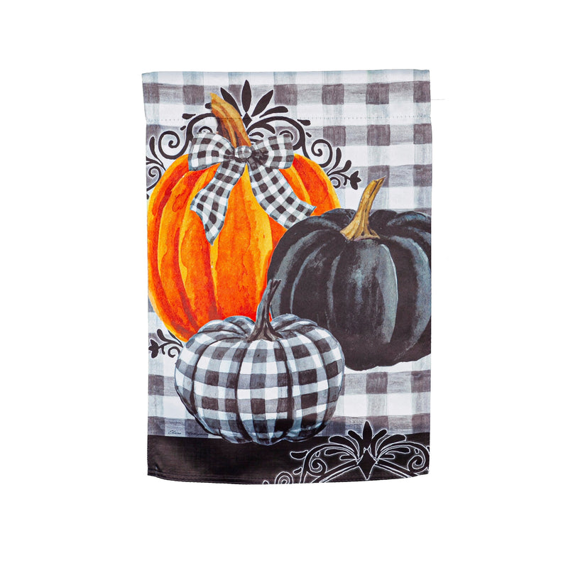 Pumpkin Check Garden Suede Flag,14s10013