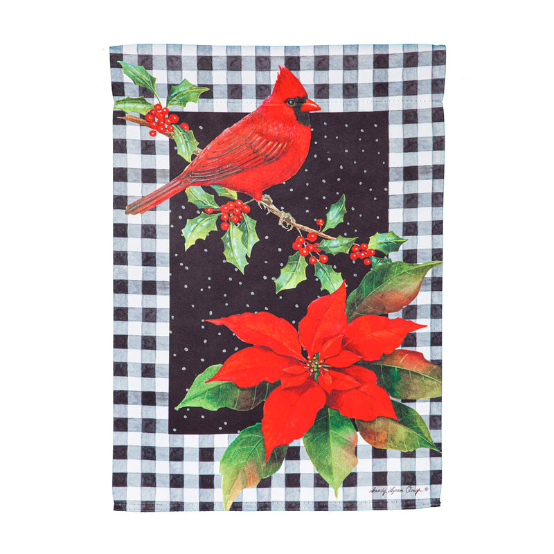 Cardinal & Holly Garden Suede Flag,14s10026