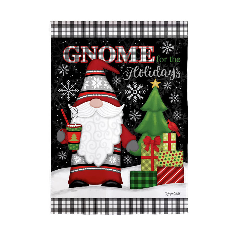 Gnome for the Holidays Garden Suede Flag,14s10064