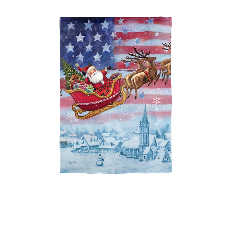 Patriotic Santa Garden Suede Flag,14s10102