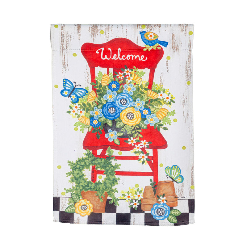 Floral Chair Garden Suede Flag, 18"x12.5"inches
