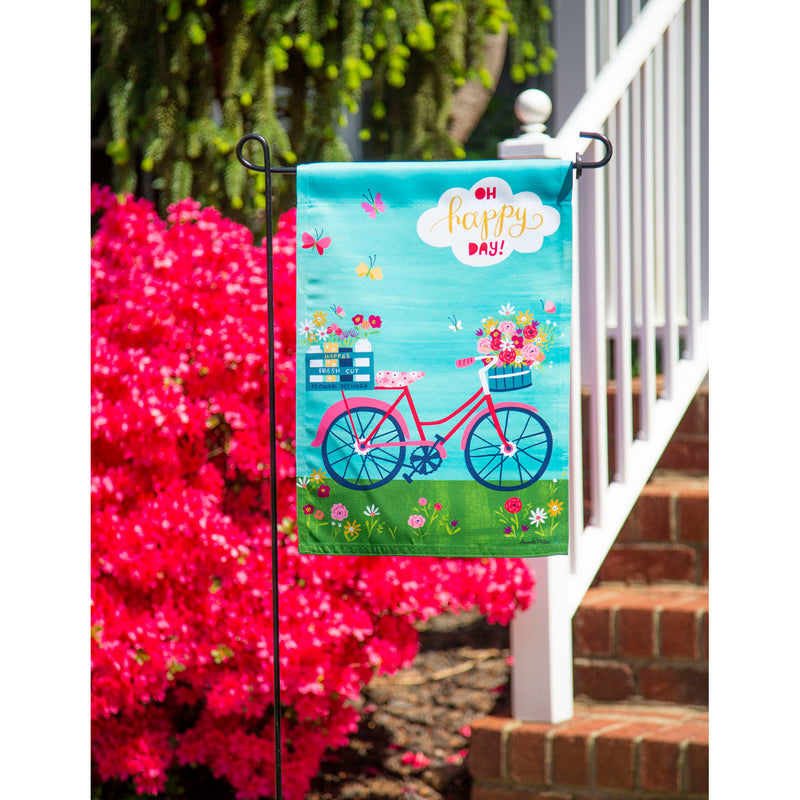 Bike Ride Blooms Garden Suede Flag,14s10335