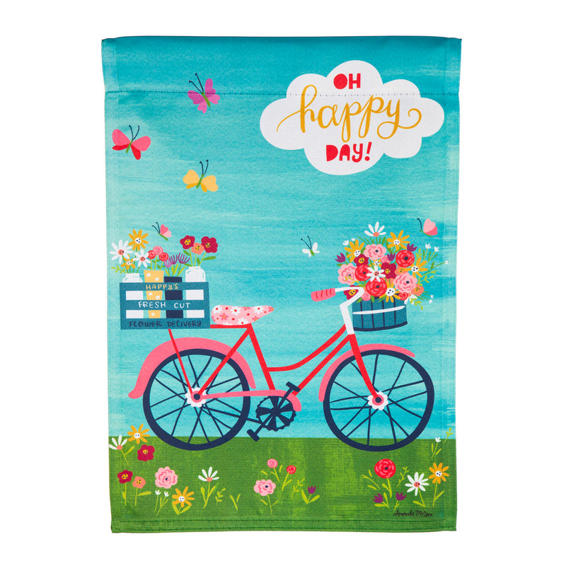 Bike Ride Blooms Garden Suede Flag,14s10335