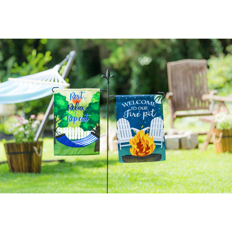 Evergreen Flag,Welcome to Our Fire Pit Garden Suede Flag,12.5x18x0.02 Inches