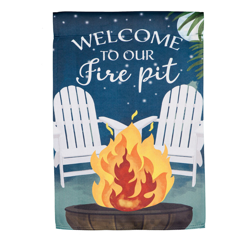 Evergreen Flag,Welcome to Our Fire Pit Garden Suede Flag,12.5x18x0.02 Inches