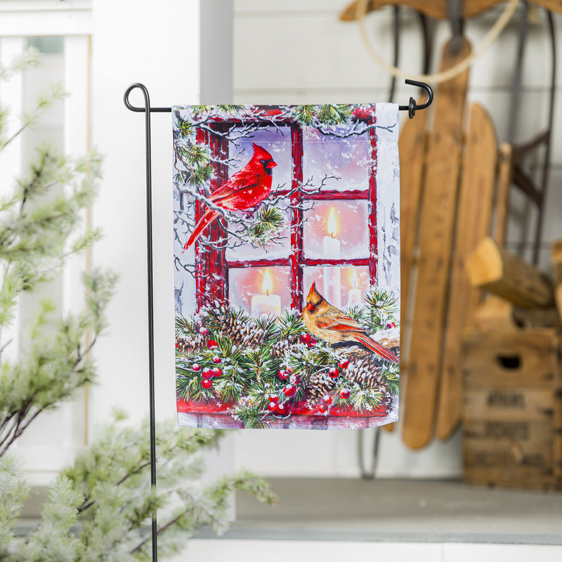 Cardinals in the Window Garden Suede Flag,14s10548