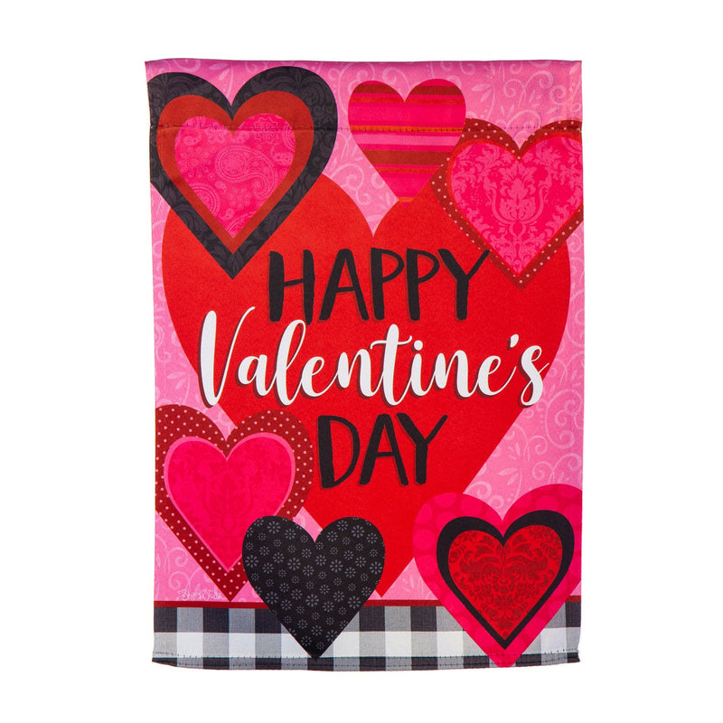 Patterned Valentine Hearts Garden Suede Flag,14s10654