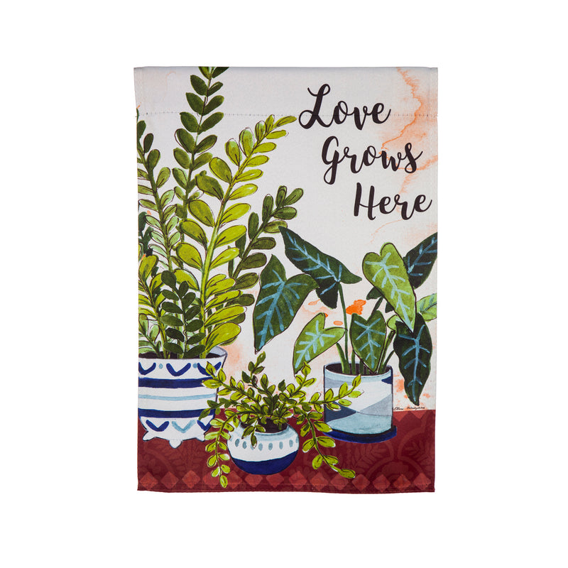 Love Grows Here Houseplants Garden Suede Flag,14s10727