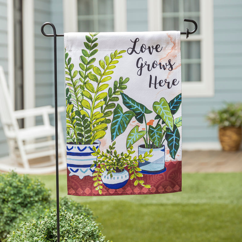 Love Grows Here Houseplants Garden Suede Flag,14s10727