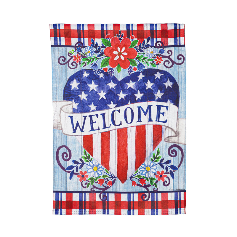 Evergreen Flag,Welcome Heart Garden Suede Flag,0.02x12.5x18 Inches