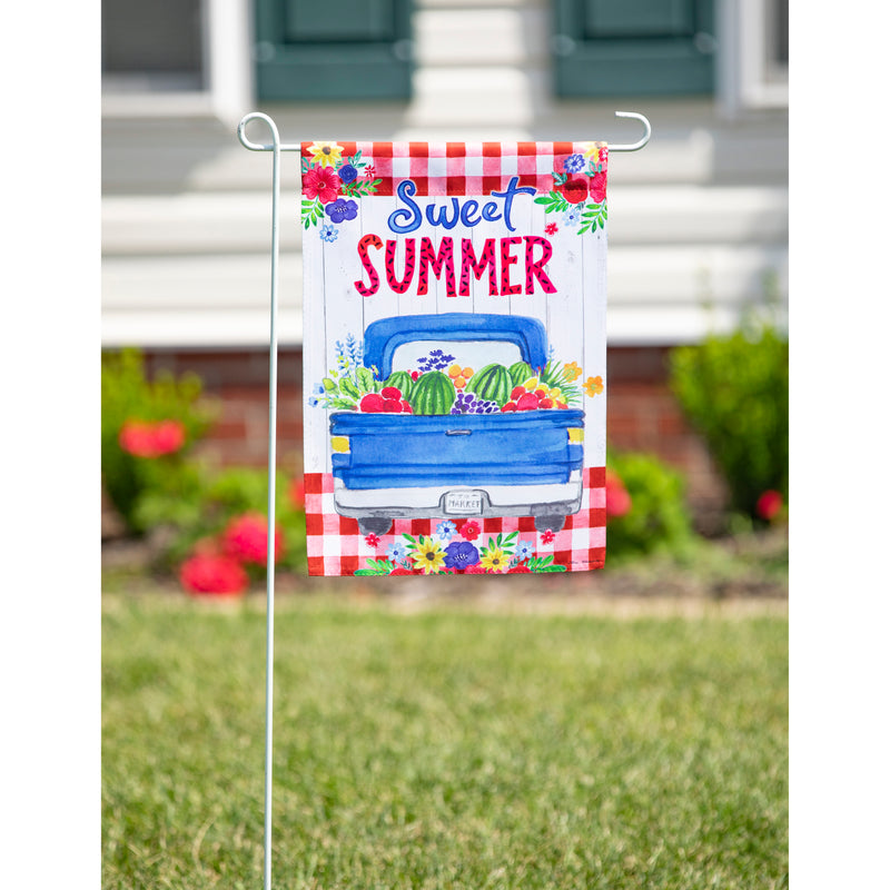 Evergreen Flag,Sweet Summer Truck Garden Suede Flag,0.02x12.5x18 Inches