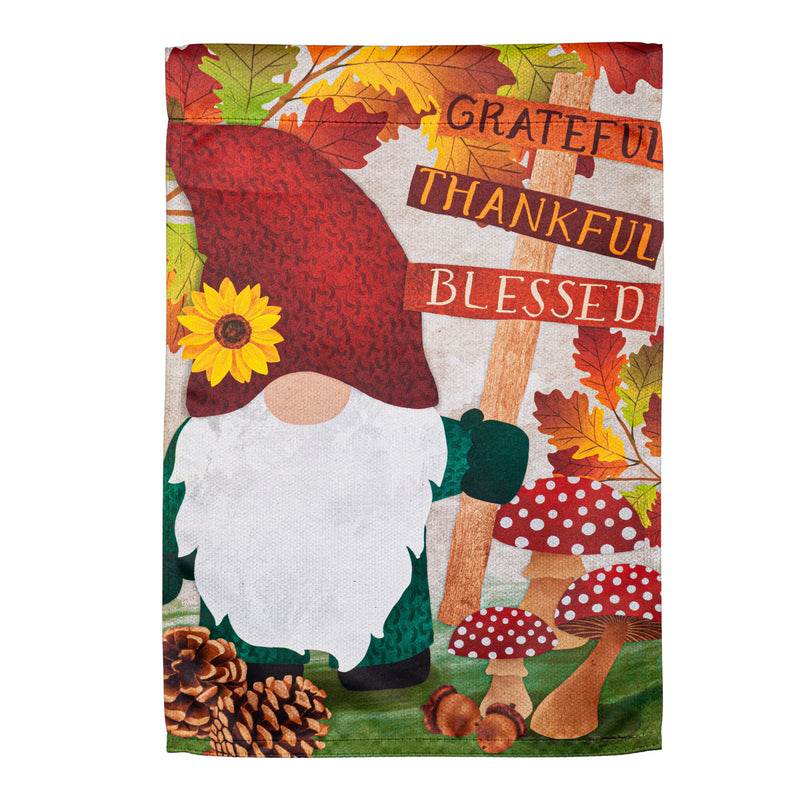 Grateful Fall Gnome Garden Suede Flag,14s10993